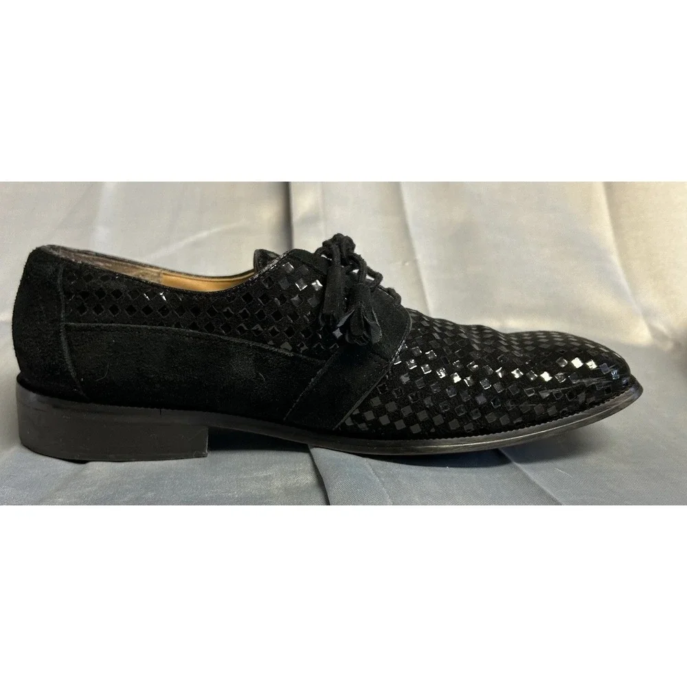 Giorgio Brutini Men's Oxford 10M Black Suede Sparkle Mirrors Jewel Prep 155911
